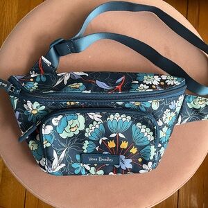 Vera Bradley Blue and Green Crossbody Bag with Floral Design